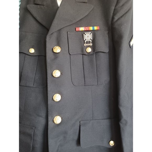Unworn US Army Service Dress Blue Jacket 36RC Pants 30RC Shirt 15.5C w Patches - Picture 2 of 11